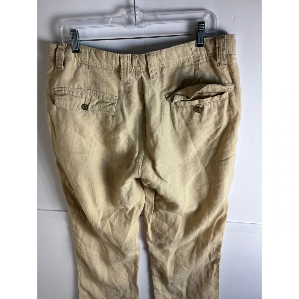 Murano Baird McNutt Linen Pants Mens 34x30 Tan Beige Drawstring Beach Trousers